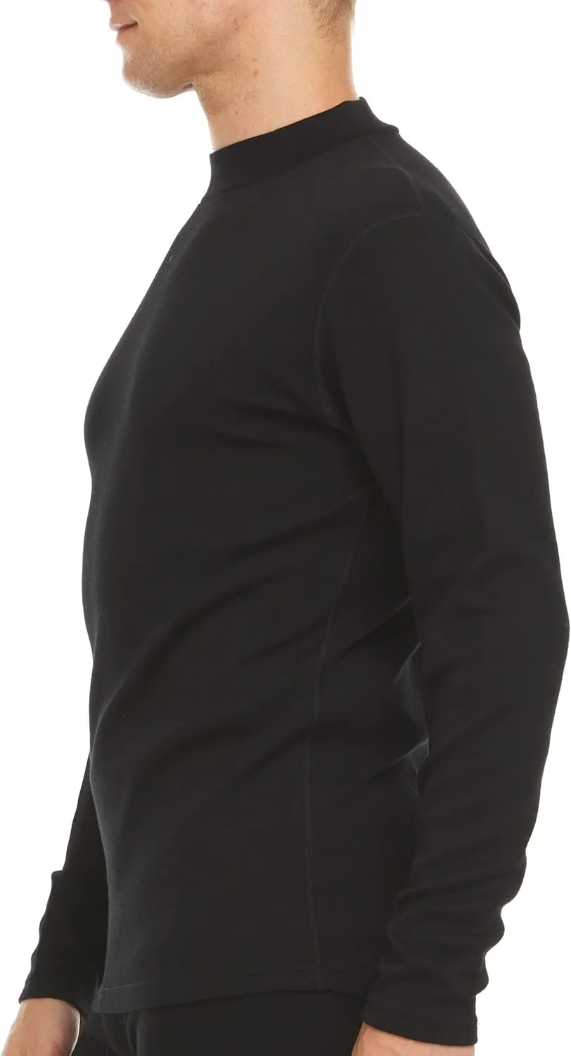 100% Merino Wool Mens Mock Neck - Expedition Weight Long Sleeve - Mid Layer - Warm Under Shirt