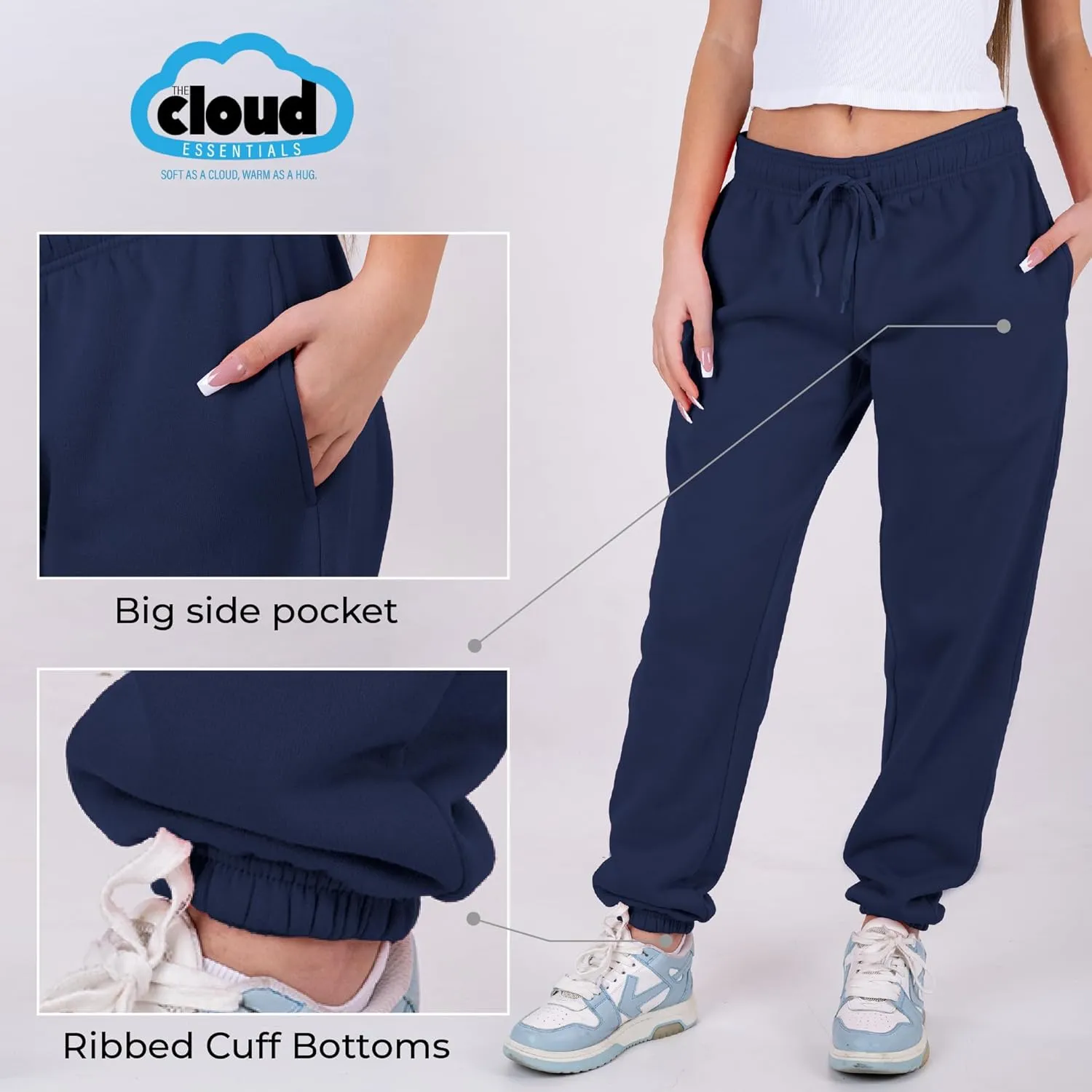 3 Pack Womens Sweatpants Comfortable Fleece Ladies Joggers