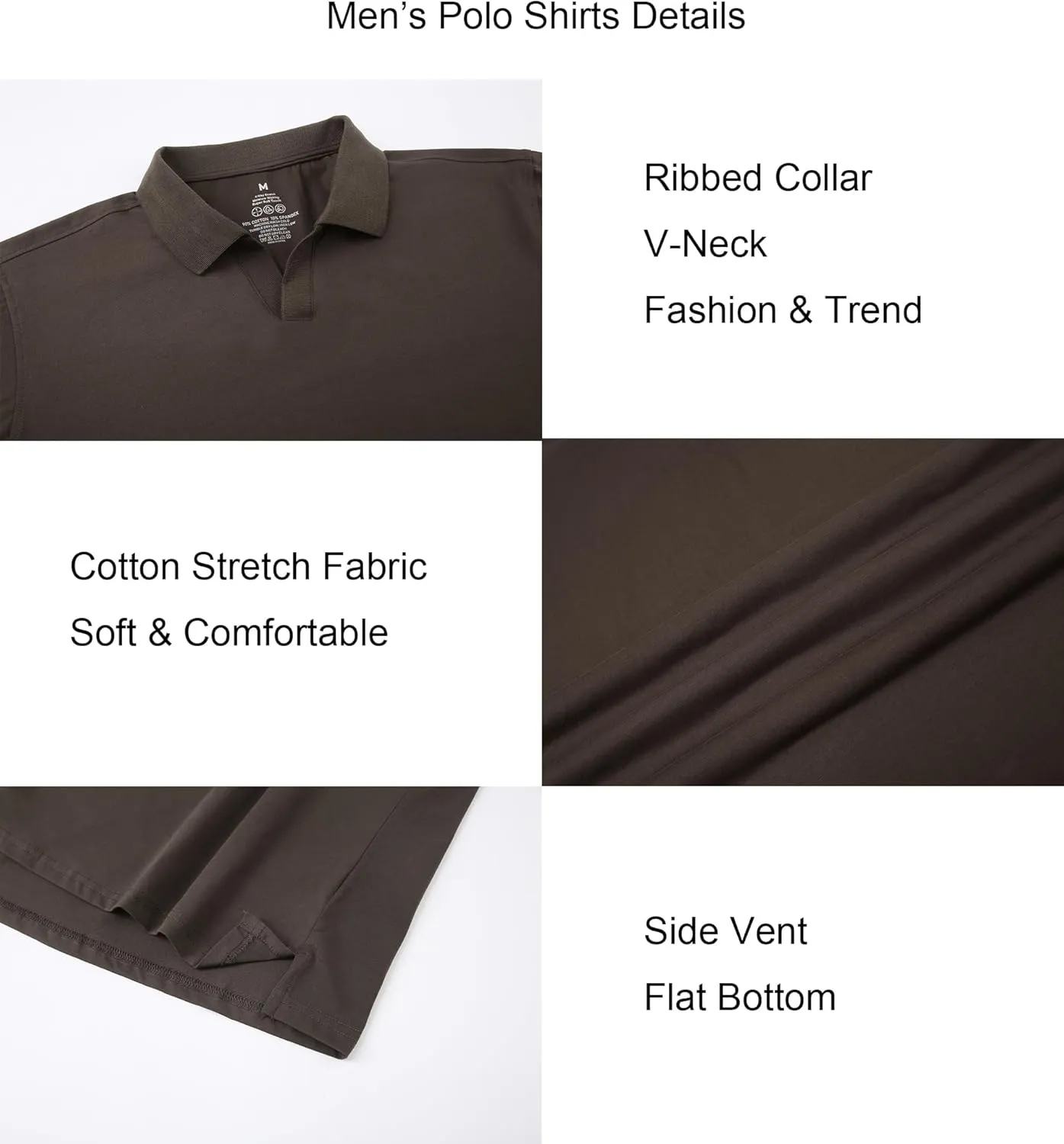 Alex Vando Mens Cotton Polo Shirts V-Neck Short Sleeve Casual Shirts for Men