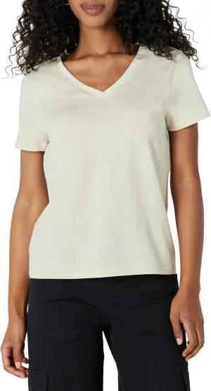 Amazon Essentials Women's Regular Fit 100% Cotton V-Neck Short Sleeve T-Shirt, Multipacks