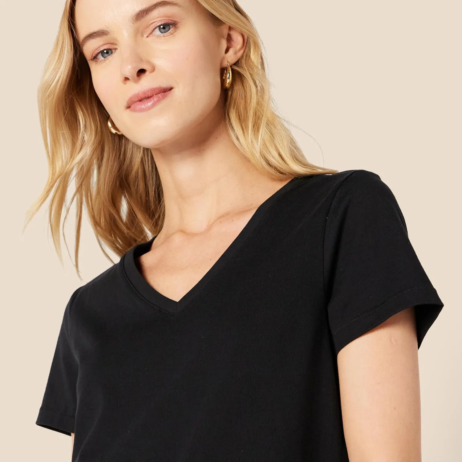 Amazon Essentials Women's Regular Fit 100% Cotton V-Neck Short Sleeve T-Shirt, Multipacks