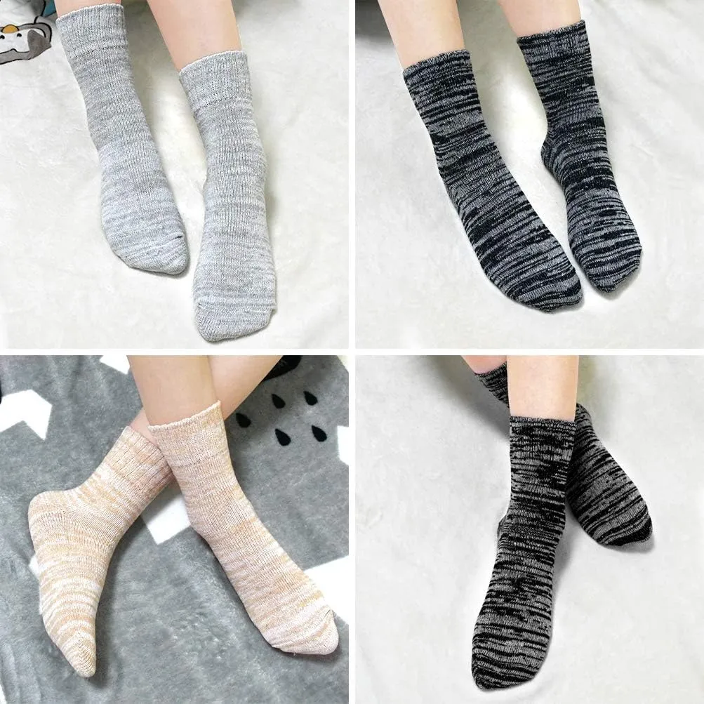 besky 5 Pairs Winter Wool Socks Women, Knit Thick Wool Soft Warm and Breathable Cozy Socks for Womens
