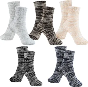 besky 5 Pairs Winter Wool Socks Women, Knit Thick Wool Soft Warm and Breathable Cozy Socks for Womens