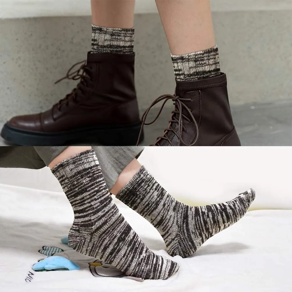 besky 5 Pairs Winter Wool Socks Women, Knit Thick Wool Soft Warm and Breathable Cozy Socks for Womens