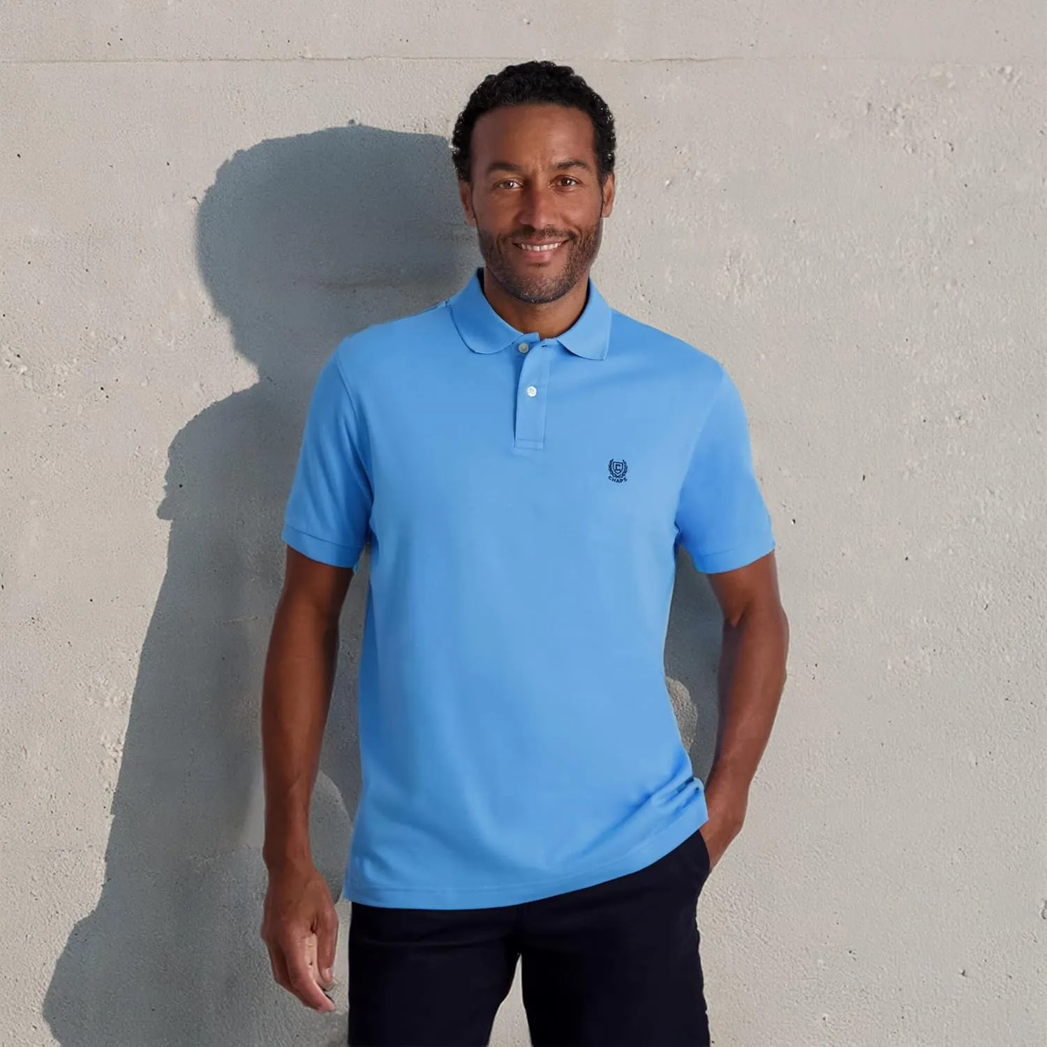 Chaps Men's Polo Shirt - Classic Fit Short Sleeve 2-Button Double Knit Cotton Polo Shirt (S-XL)