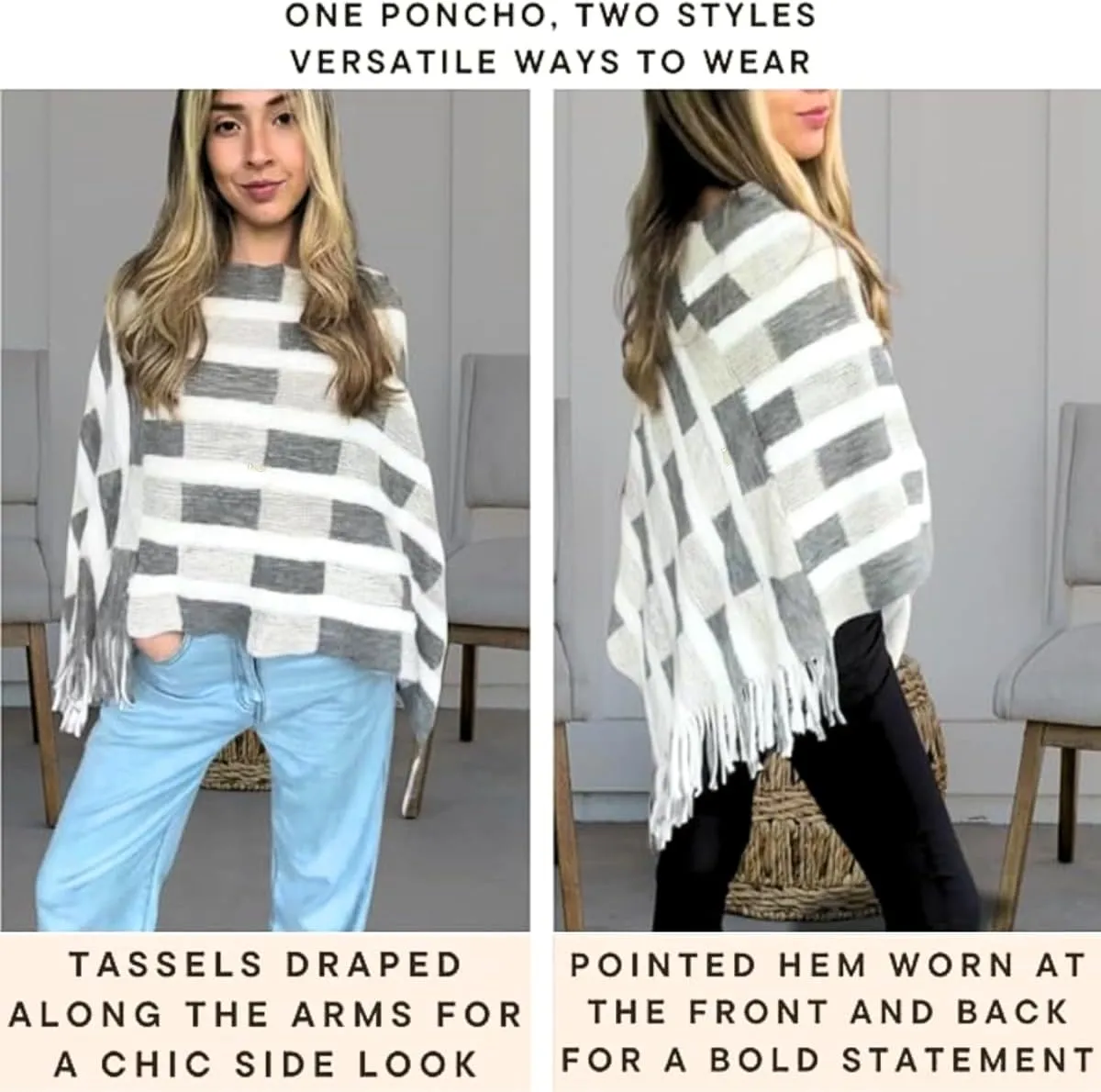 Chic Cardigan Bohemian Poncho | Soft and Comfortable Lightweight Cardigan Poncho | Cute and Stylish Shawl