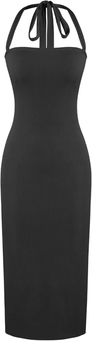 CIDER Women's Summer Bodycon Dress Halter Maxi Dress Knit Sleeveless Long Dresses Party Club Dresses Trendy