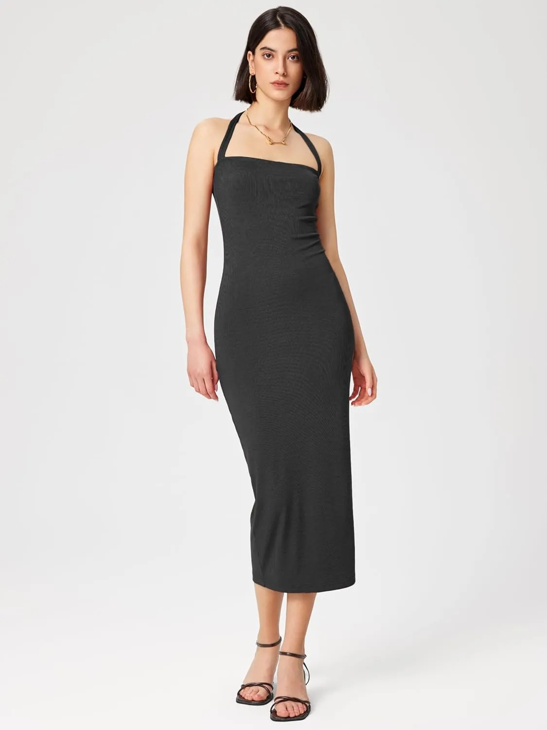 CIDER Women's Summer Bodycon Dress Halter Maxi Dress Knit Sleeveless Long Dresses Party Club Dresses Trendy