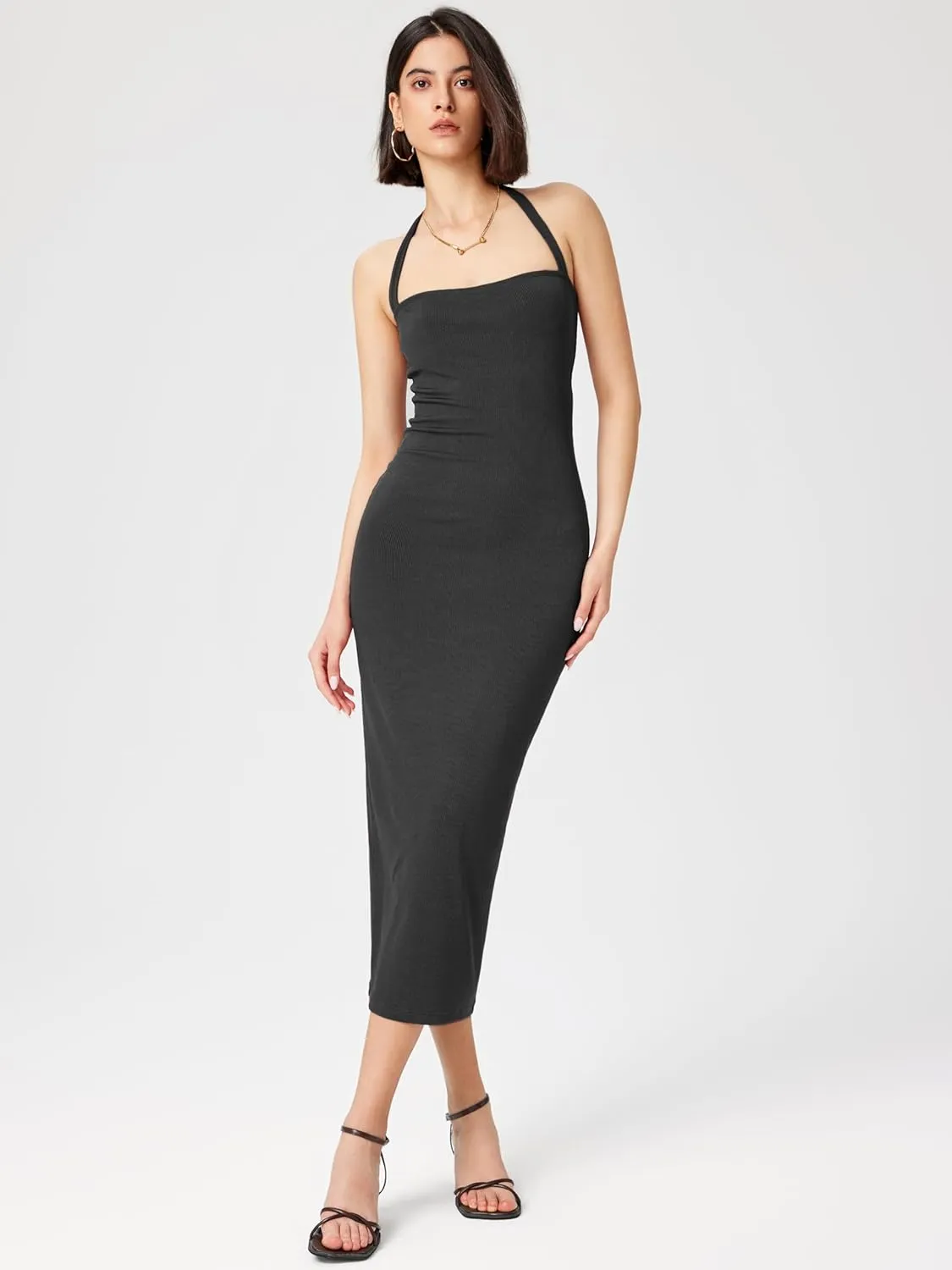 CIDER Women's Summer Bodycon Dress Halter Maxi Dress Knit Sleeveless Long Dresses Party Club Dresses Trendy
