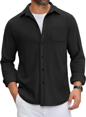 COOFANDY Mens Flannel Shirts Long Sleeve Thermal Button Down Shirt Shacket Lightweight Jacket