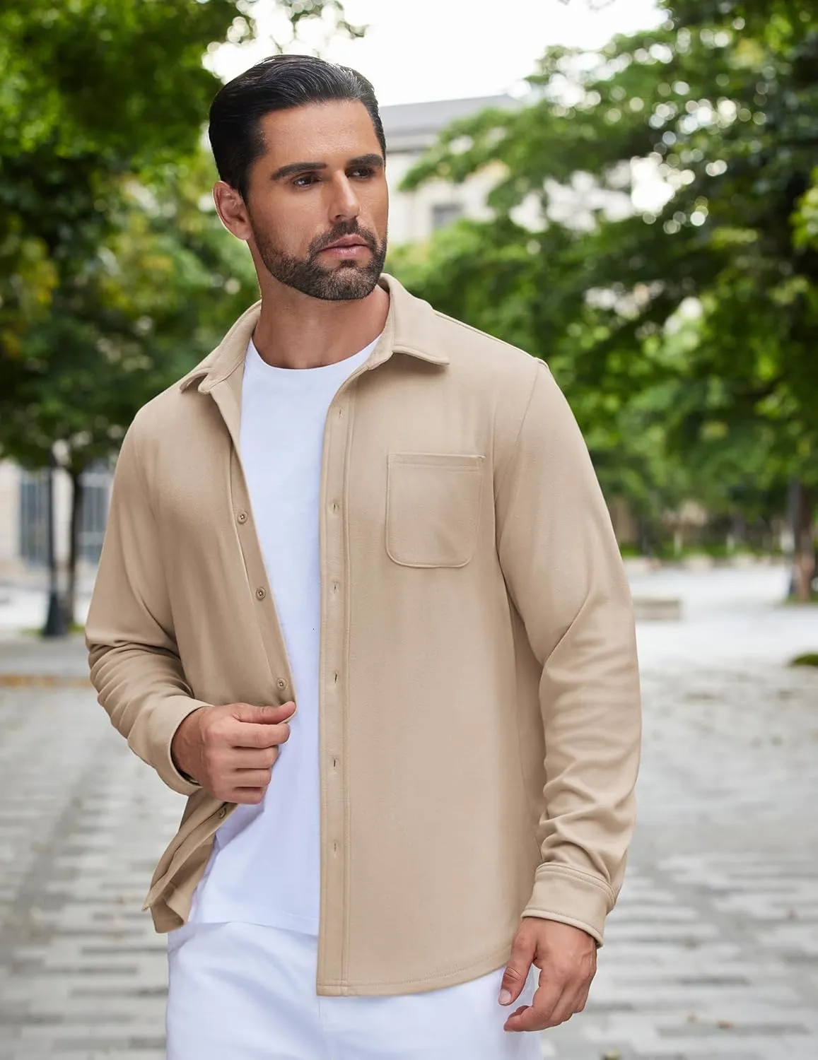 COOFANDY Mens Flannel Shirts Long Sleeve Thermal Button Down Shirt Shacket Lightweight Jacket
