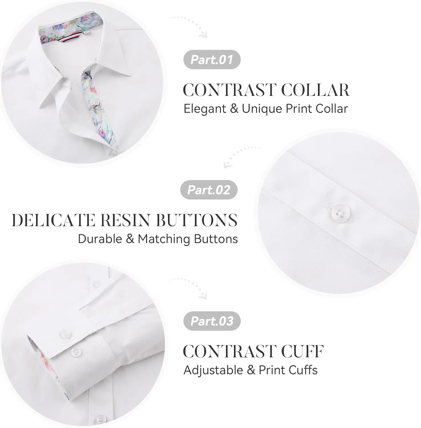 Esabel.C Womens Dress Shirts Cotton Long Sleeve Regular Fit Stretch Button Down Blouse