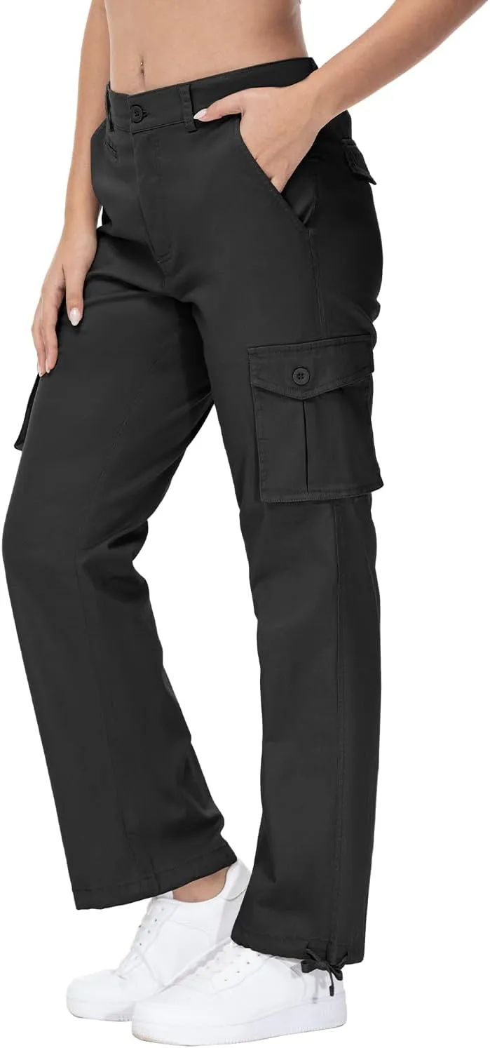 Gopune Women's Hiking Cargo Pants Lightweight Outdoor Travel Work Casual Cotton Pants with 7 Pockets