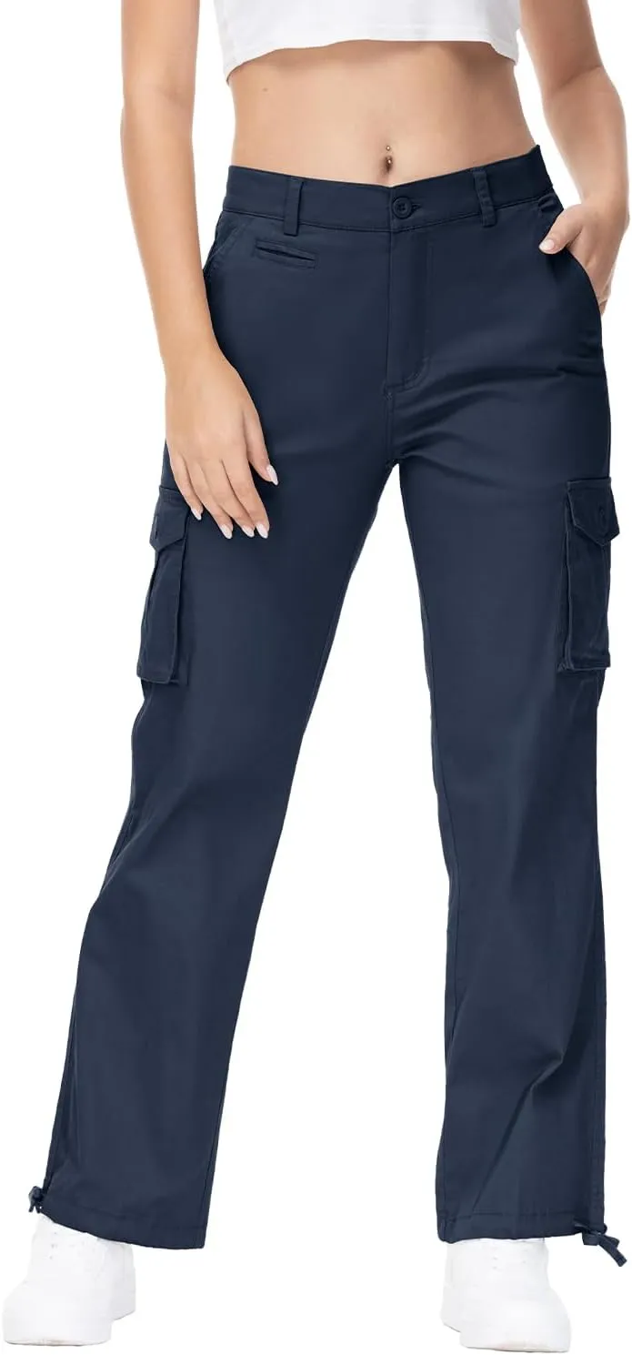 Gopune Women's Hiking Cargo Pants Lightweight Outdoor Travel Work Casual Cotton Pants with 7 Pockets