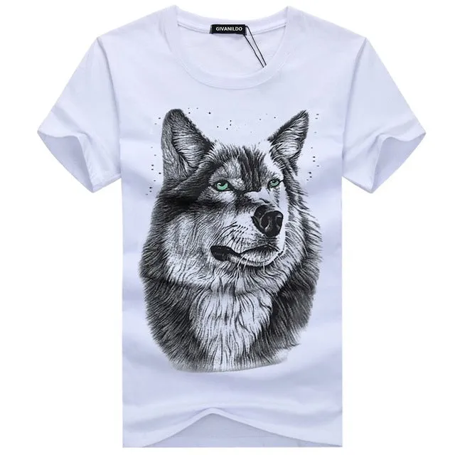 High Quality Wolf Printed Tees