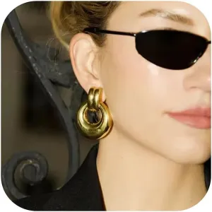 Kainier Gold Drop Dangle Earrings for Women 14k Gold Plated Jewelry Sets for Women Knot Statement Chunky Earrings Trendy Gift