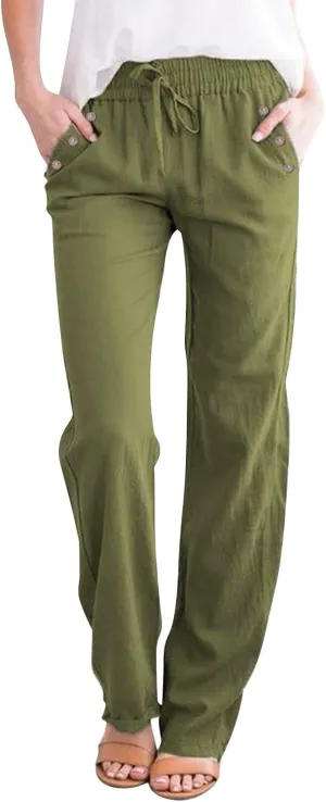 Linen Pants for Women 2025 Summer Plus Size High Waisted Lightweight Pants Straight Leg Dressy Casual Comfy Trousers