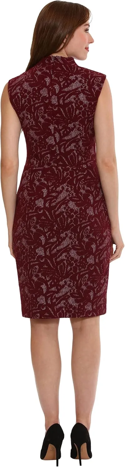 London Times Women's Sleeveless V-Neck Sheath Dress