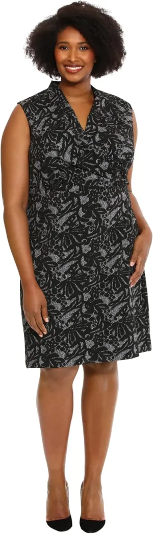 London Times Women's Sleeveless V-Neck Sheath Dress