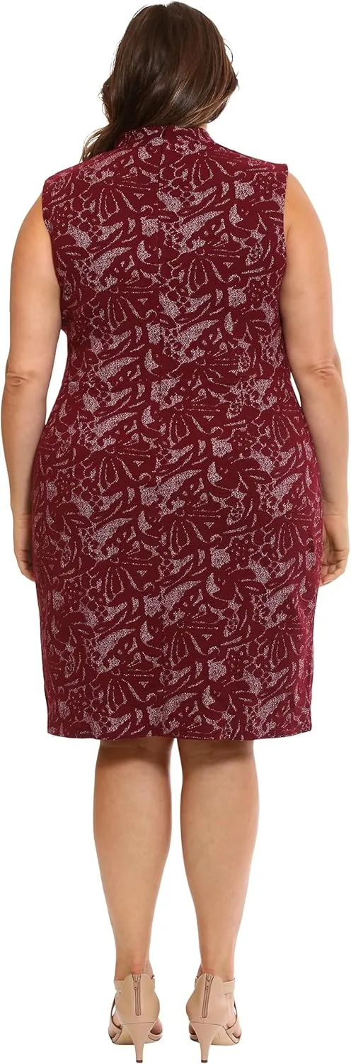 London Times Women's Sleeveless V-Neck Sheath Dress