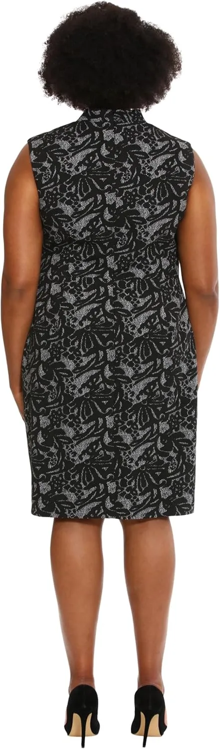 London Times Women's Sleeveless V-Neck Sheath Dress