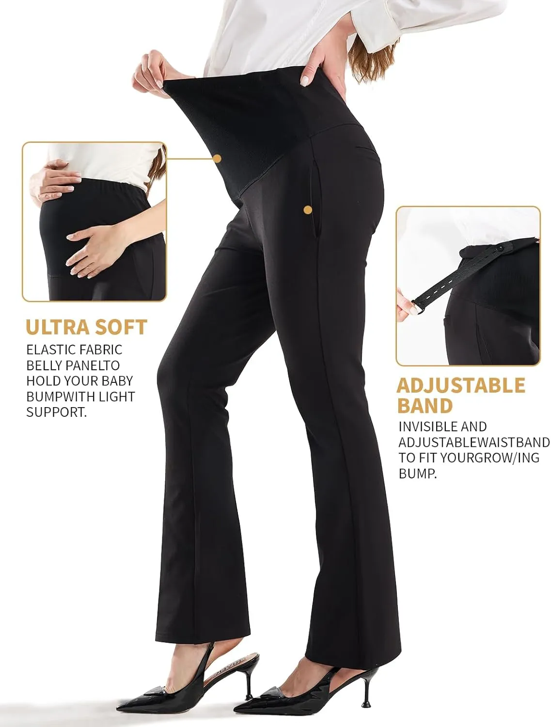 Maternity Clothes Flare Leggings Work Sets Outfits with Pockets Dress Yoga Scrub Comfortable Pants for Stretch Women