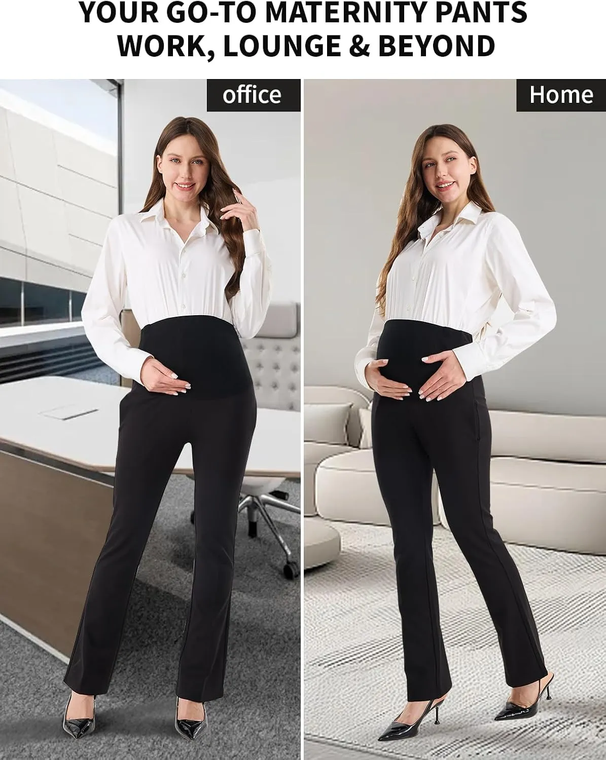 Maternity Clothes Flare Leggings Work Sets Outfits with Pockets Dress Yoga Scrub Comfortable Pants for Stretch Women