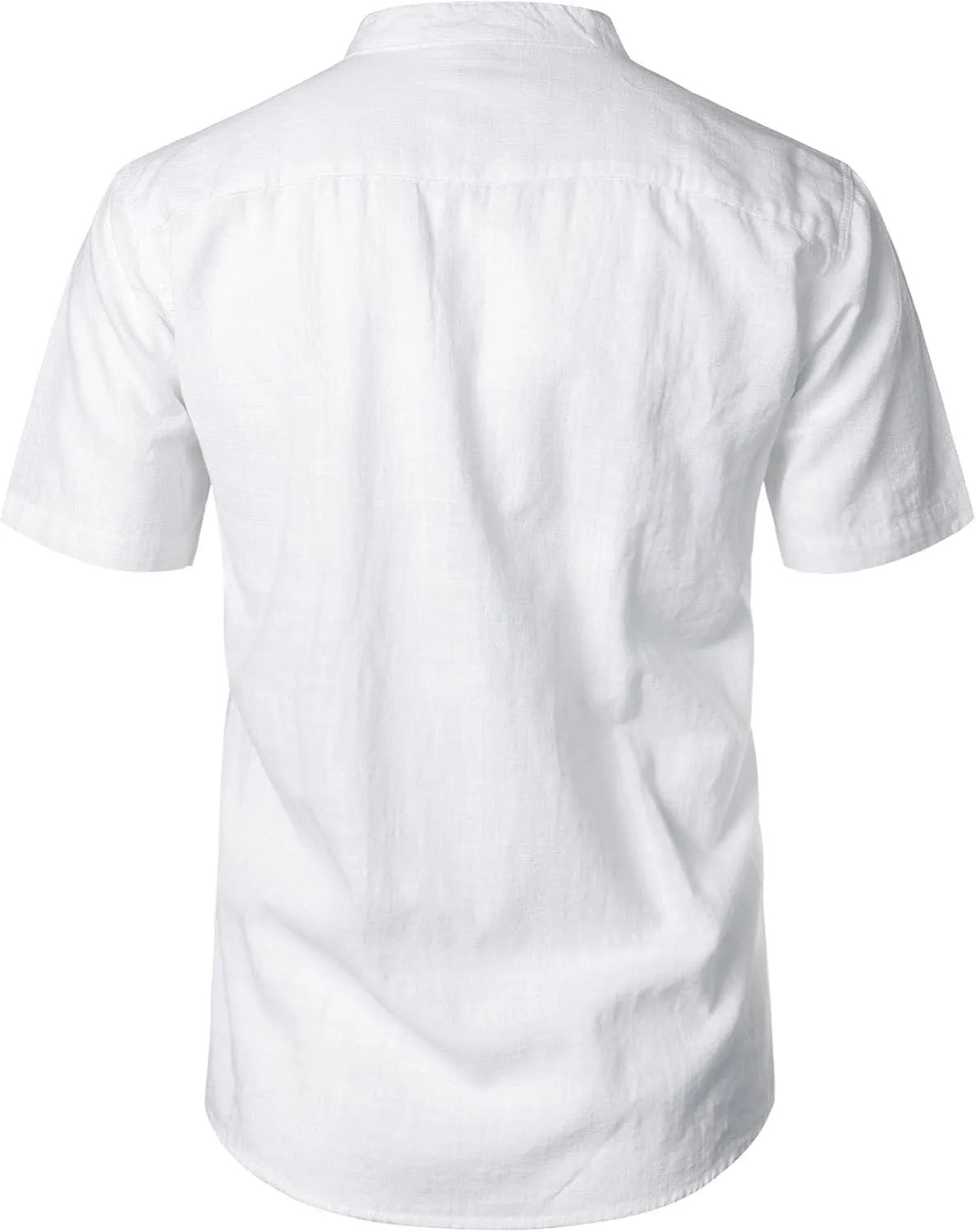 Men's Summer Lightweight Cotton Linen Shirts Casual Short Sleeve Breathable Banded Collar Henley for Beach Vacation