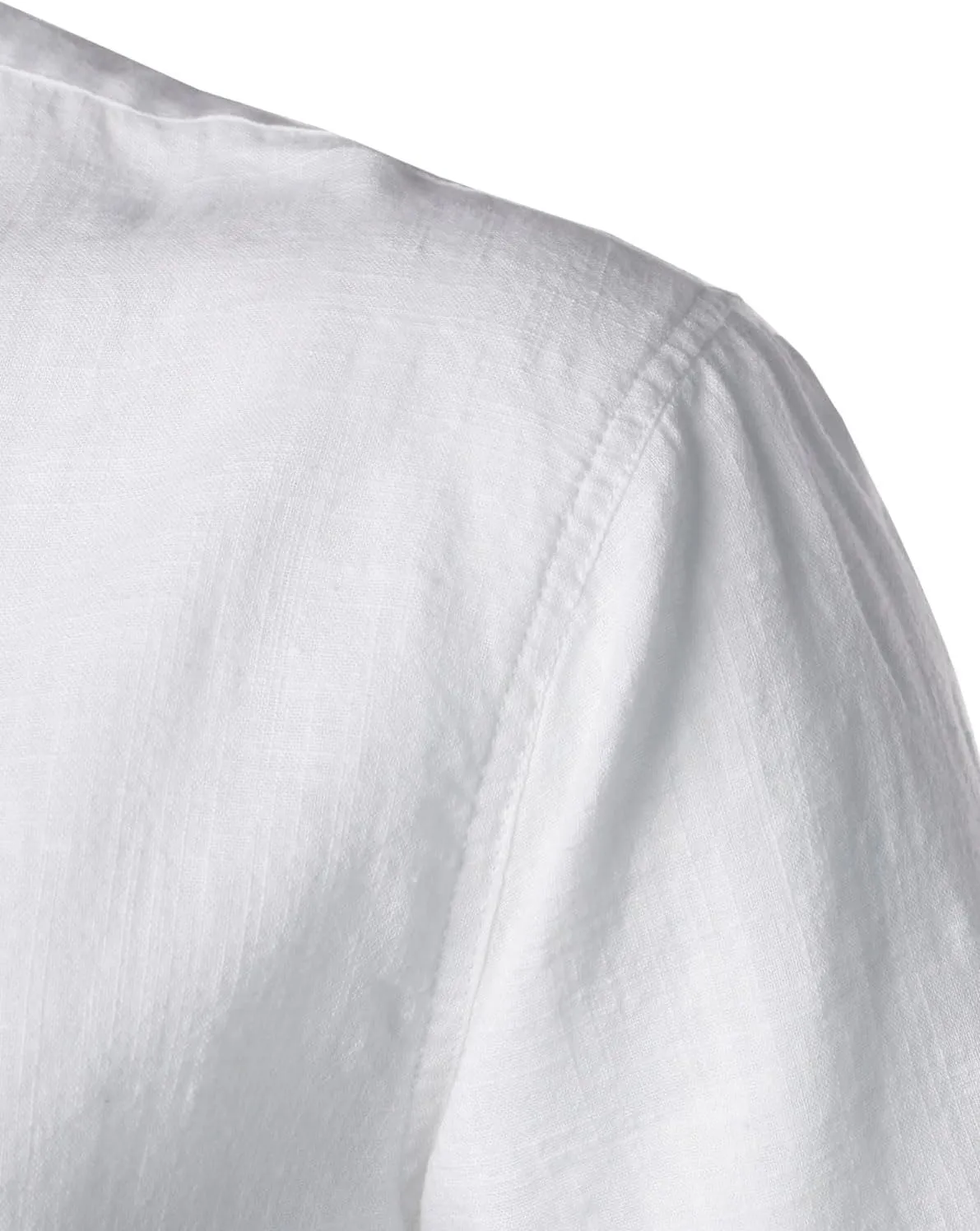 Men's Summer Lightweight Cotton Linen Shirts Casual Short Sleeve Breathable Banded Collar Henley for Beach Vacation