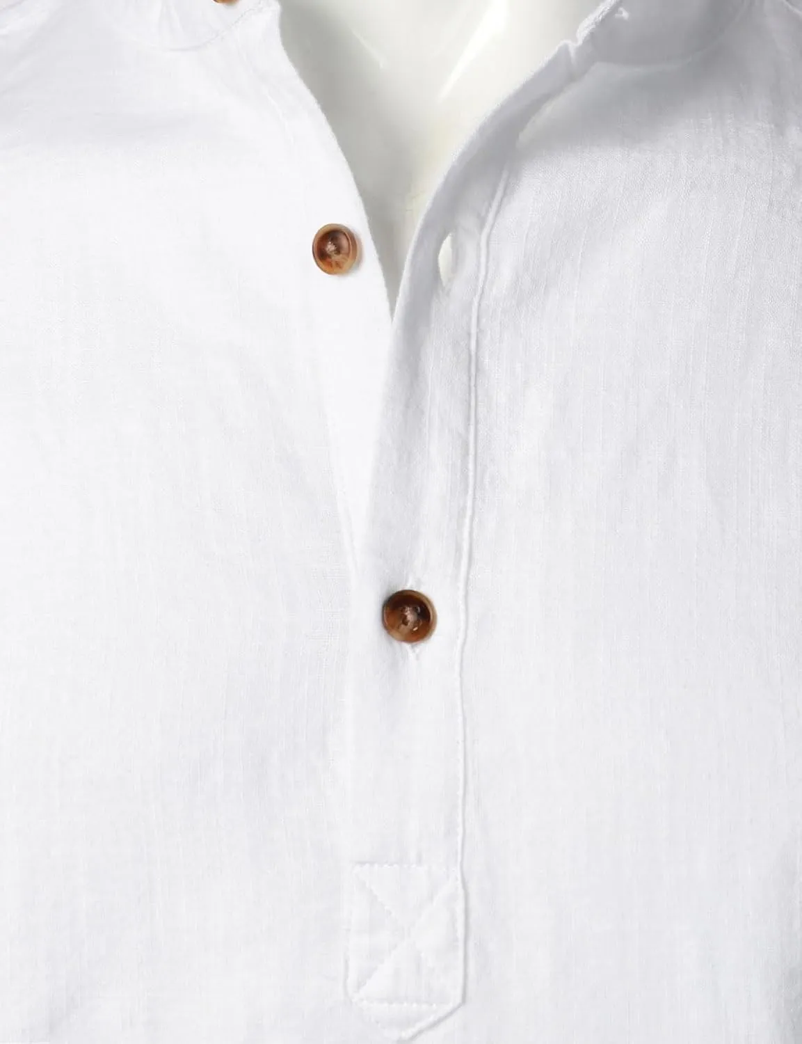 Men's Summer Lightweight Cotton Linen Shirts Casual Short Sleeve Breathable Banded Collar Henley for Beach Vacation
