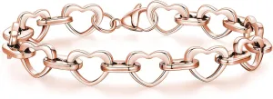 mnmoom Heart Bracelets for Women Stainless Steel with Rose gold, gold plating Heart links bracelets