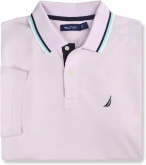 Nautica Mens Classic Fit Cotton Blend Smooth Mesh Performance Polo Shirt,