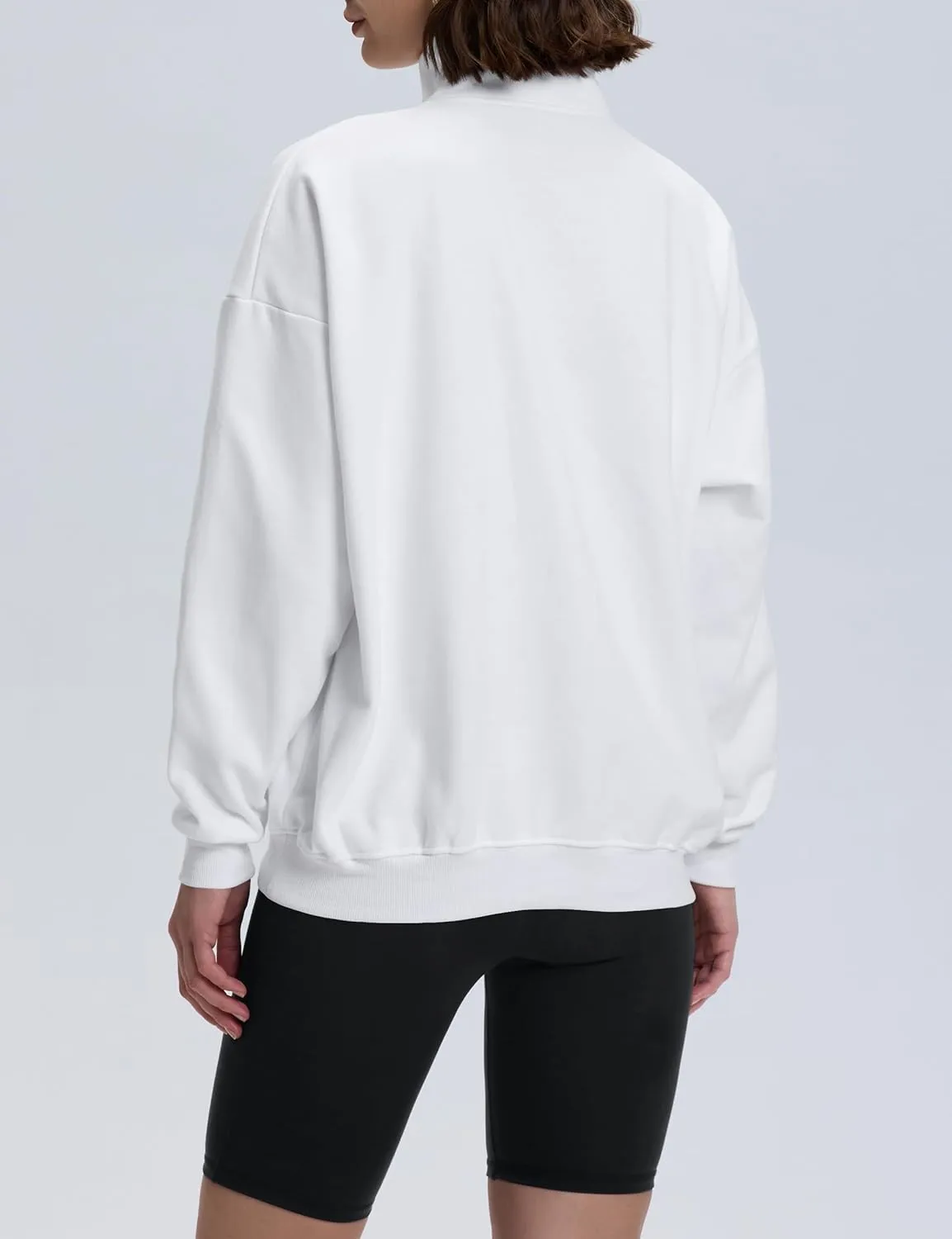 PrettyGuide Women's Lightweight Quarter Zip Oversized Sweatshirts Long Sleeve Fleece Pullover