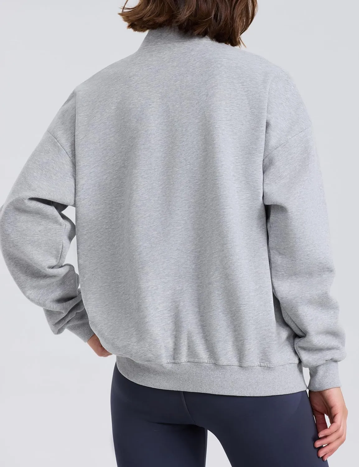 PrettyGuide Women's Lightweight Quarter Zip Oversized Sweatshirts Long Sleeve Fleece Pullover