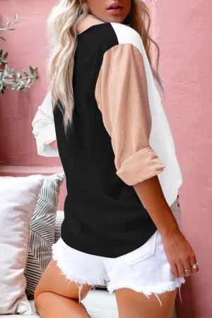 Women's Cotton Linen V Neck Button Down Shirt Long/Roll Up Sleeve Casual Collared Work Blouse Top