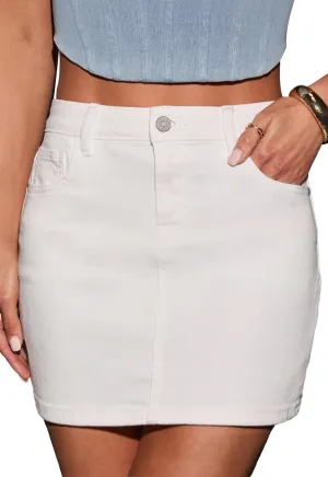 Womens Mini Jean Skirt Stretchy High Waist Denim Bodycon Short Skirts for Women with Pockets